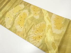 アンティーク　儒珍織　青銅箔　笠松模様織り出し袋帯（材料）